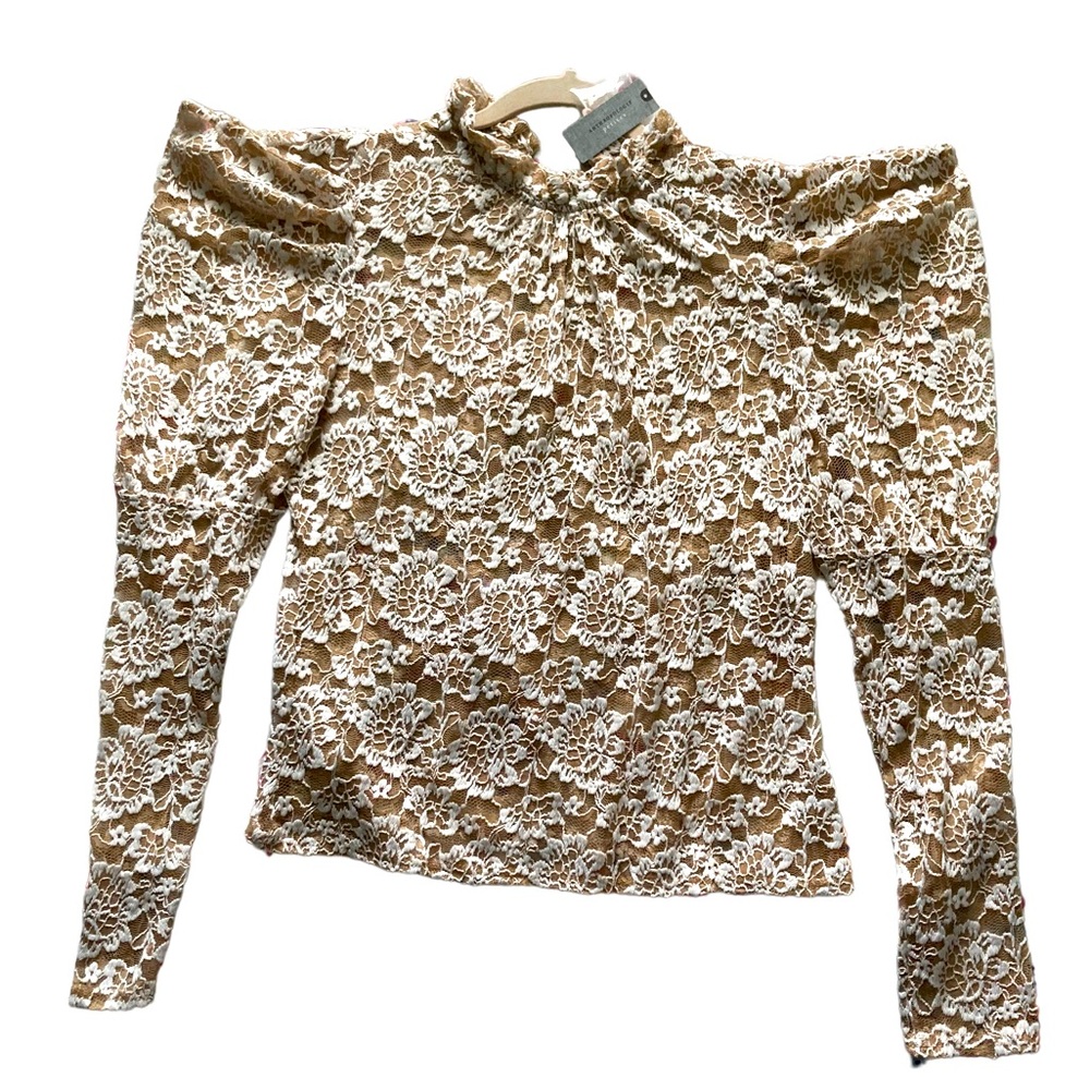 Dolan left coast collection tan and white blouse